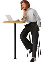 young woman working at the table